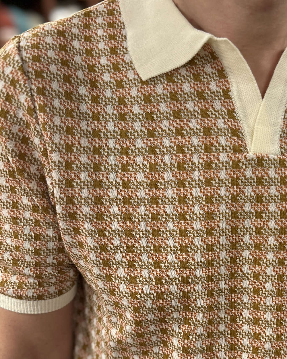 grp neo polo short sleeve ecru orange tabacco