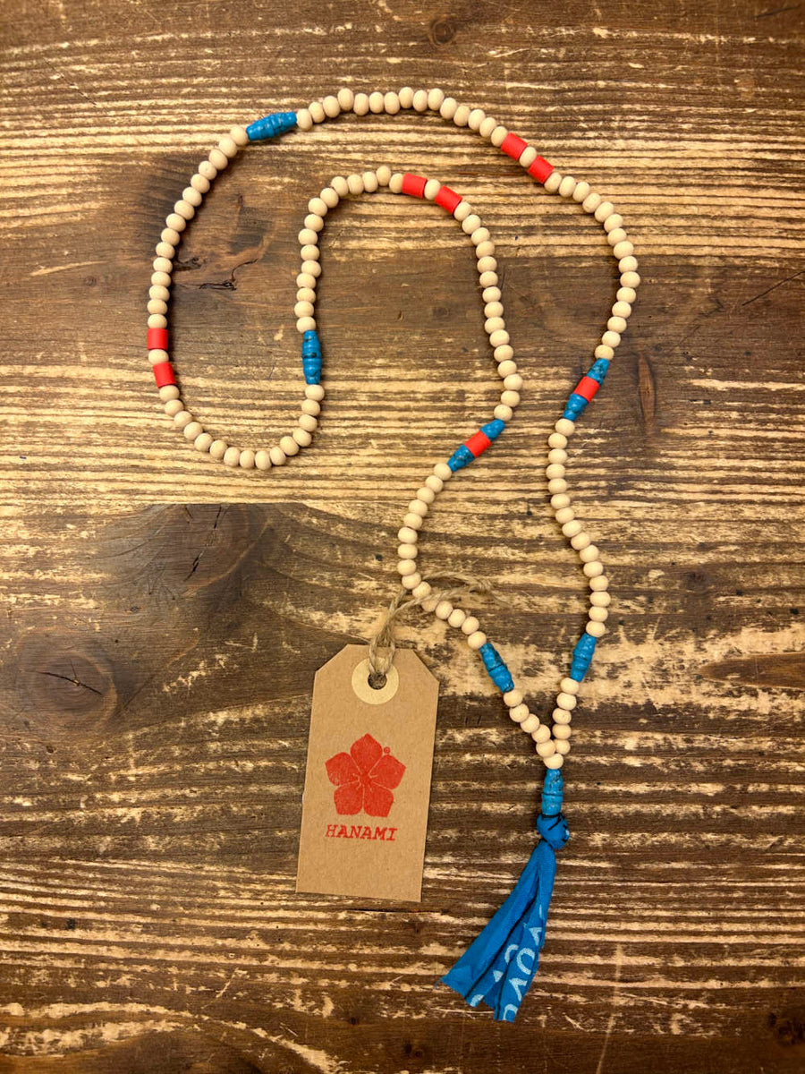 hanami necklace beige royal blue red