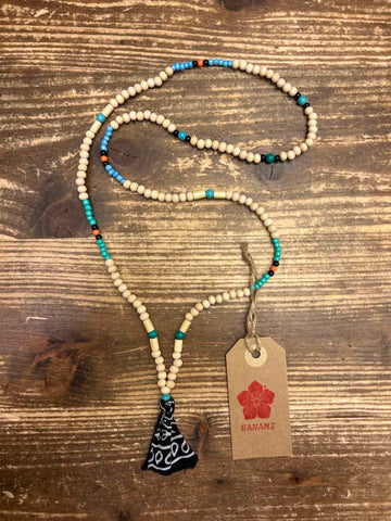 hanami necklace ecru turquoise navy