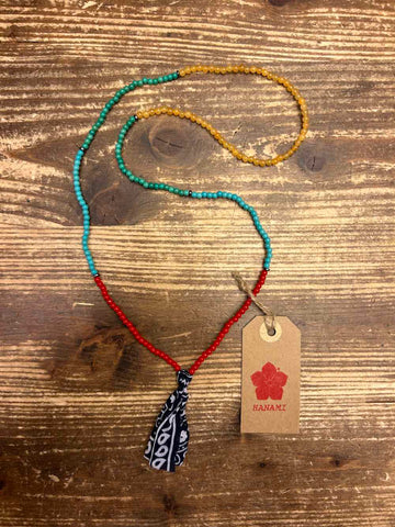 hanami necklace red turquoise yellow