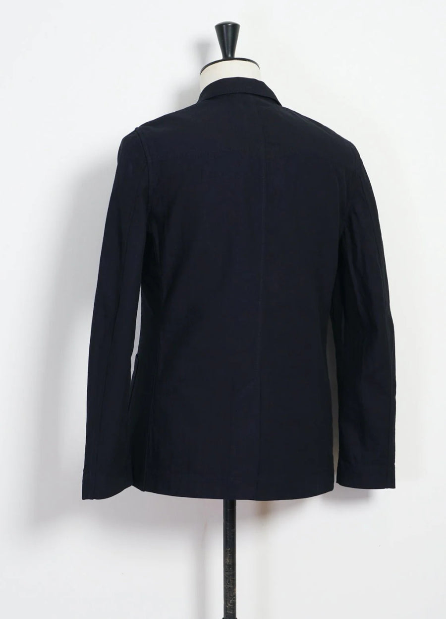 hansen charlie easy three button blazer indigo herringbone