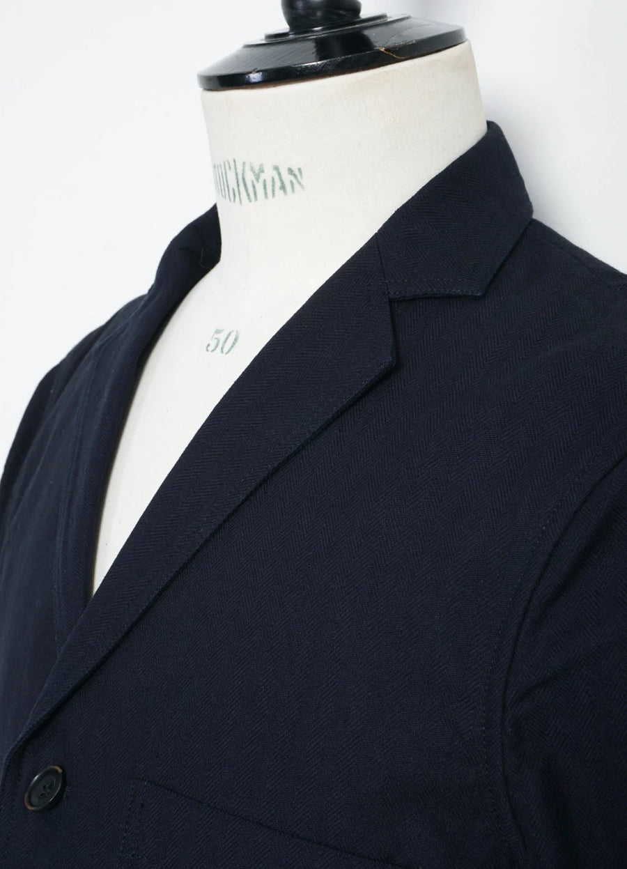 hansen charlie easy three button blazer indigo herringbone