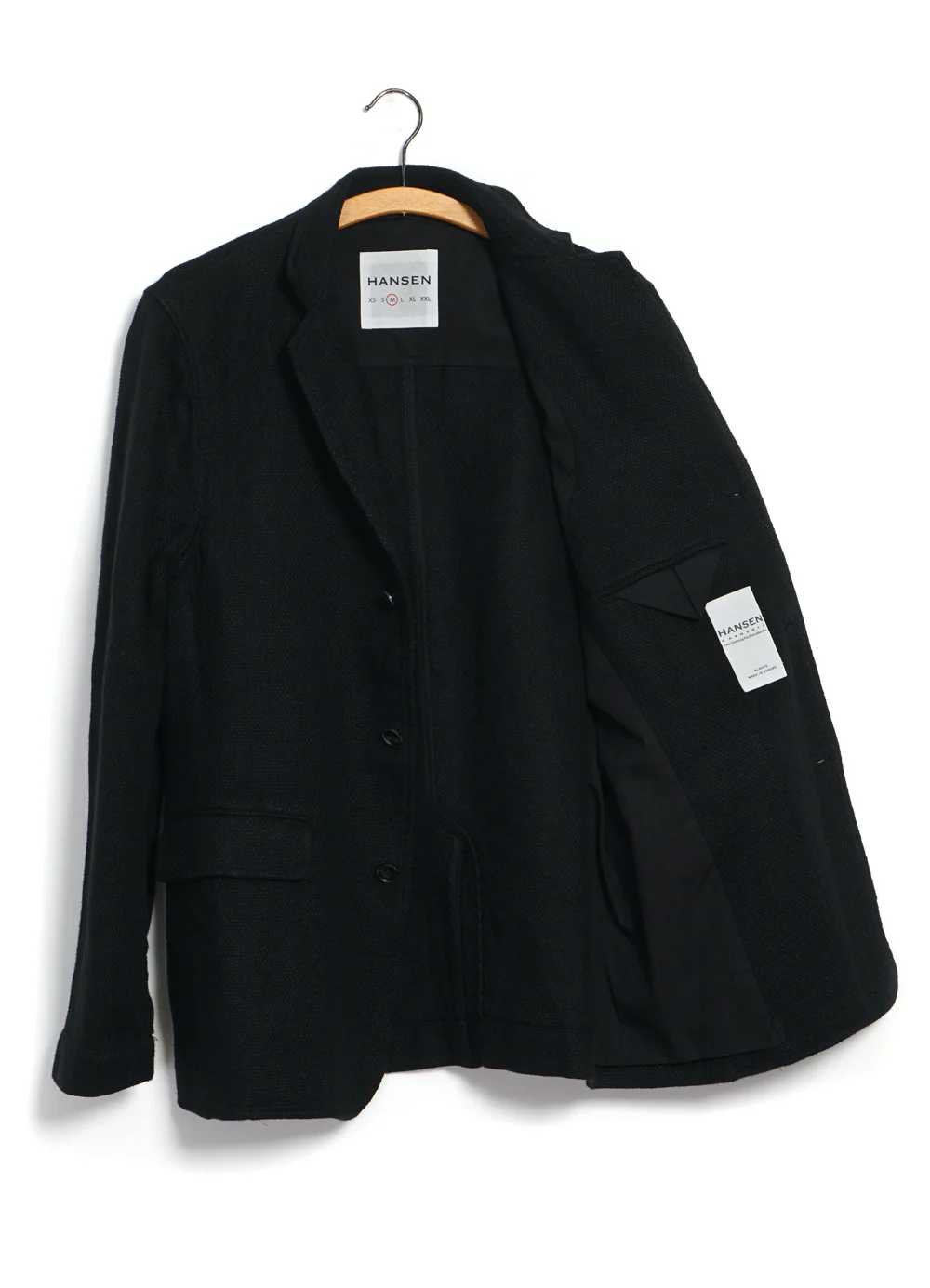 hansen charlie easy three button blazer black guaze