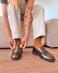heritage 9.1 leopard socks caramel brown leopard