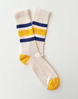 heritage 9.1 venice beach socks natural yellow and navy stripes