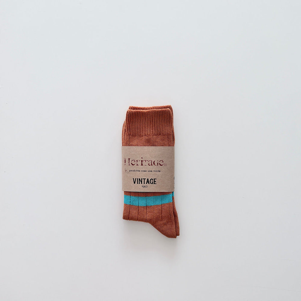 heritage 9.1 vintage 1960 socks new caramel double azure stripes