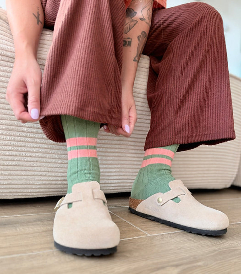 heritage 9.1 vintage 1960 socks new sage double pink