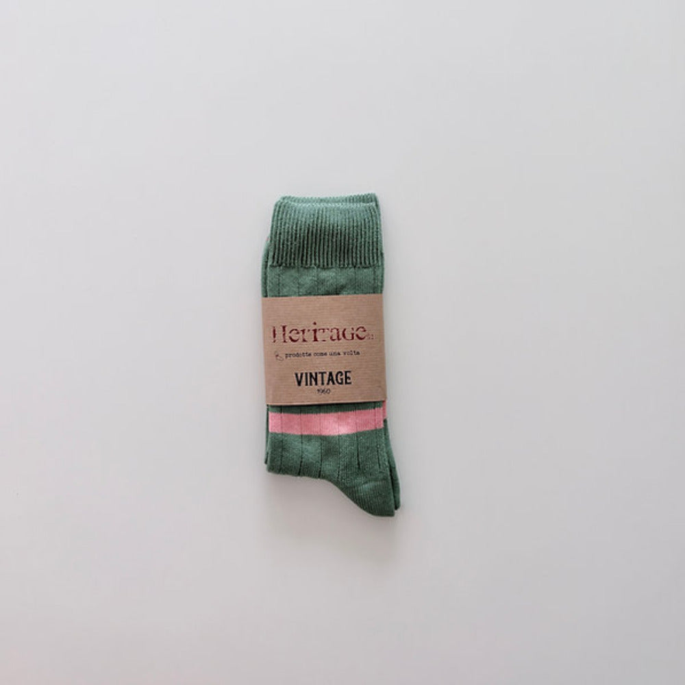 heritage 9.1 vintage 1960 socks new sage double pink
