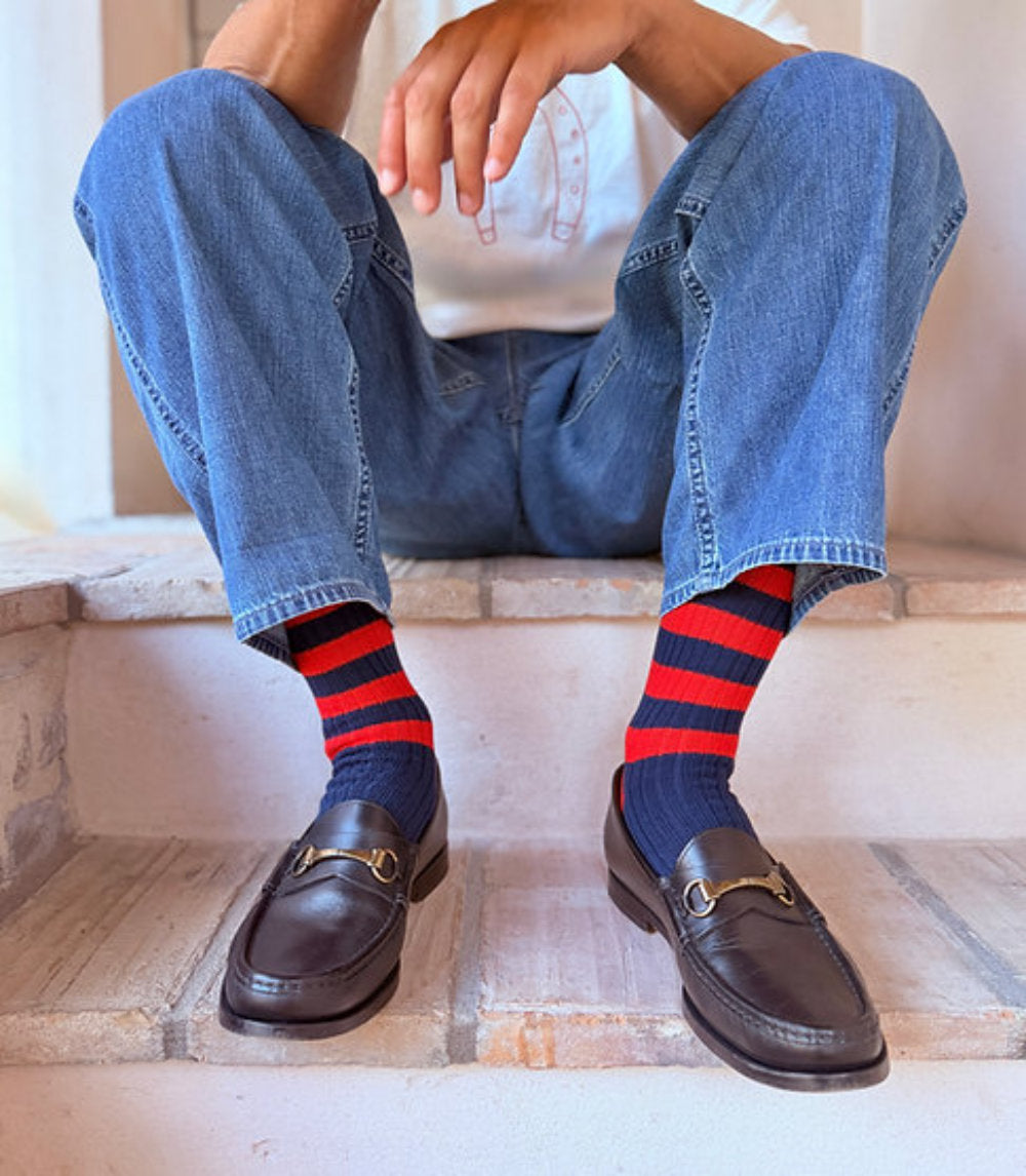 heritage 9.1 vintage 1980 long socks new navy red