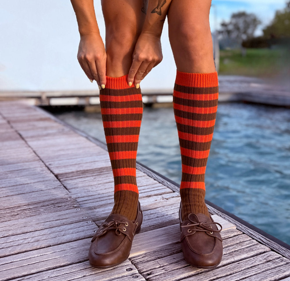 heritage 9.1 vintage 1980 long socks new brown lobster