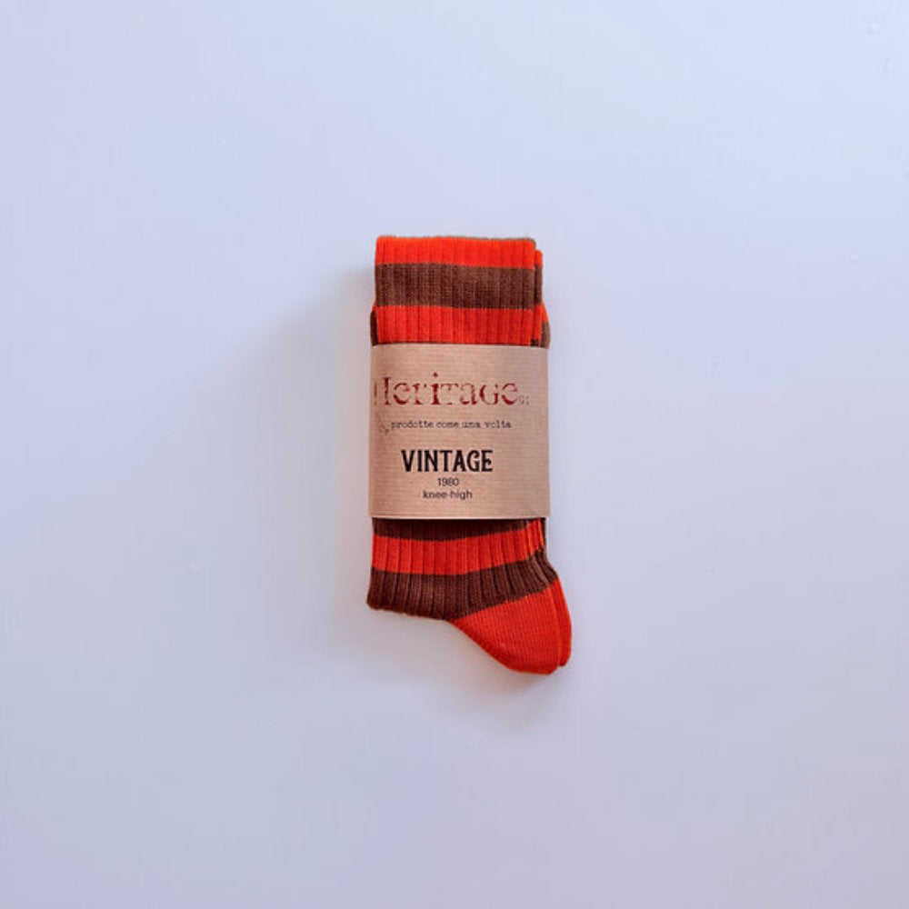 heritage 9.1 vintage 1980 long socks new brown lobster