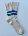 heritage 9.1 vintage 1980 socks  natural double cobalt stripes