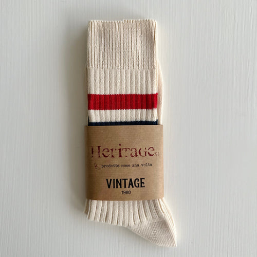 heritage 9.1 vintage 1980 socks natural sky and lobster stripes