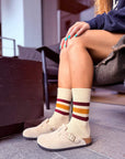 heritage 9.1 vintage 1980 socks new butter bordeaux and mustard stripes