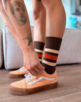 heritage 9.1 vintage 1980 socks new cocao natural and lobster stripes