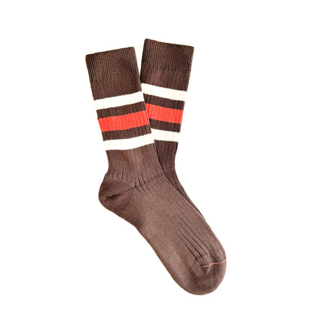 heritage 9.1 vintage 1980 socks new cocao natural and lobster stripes