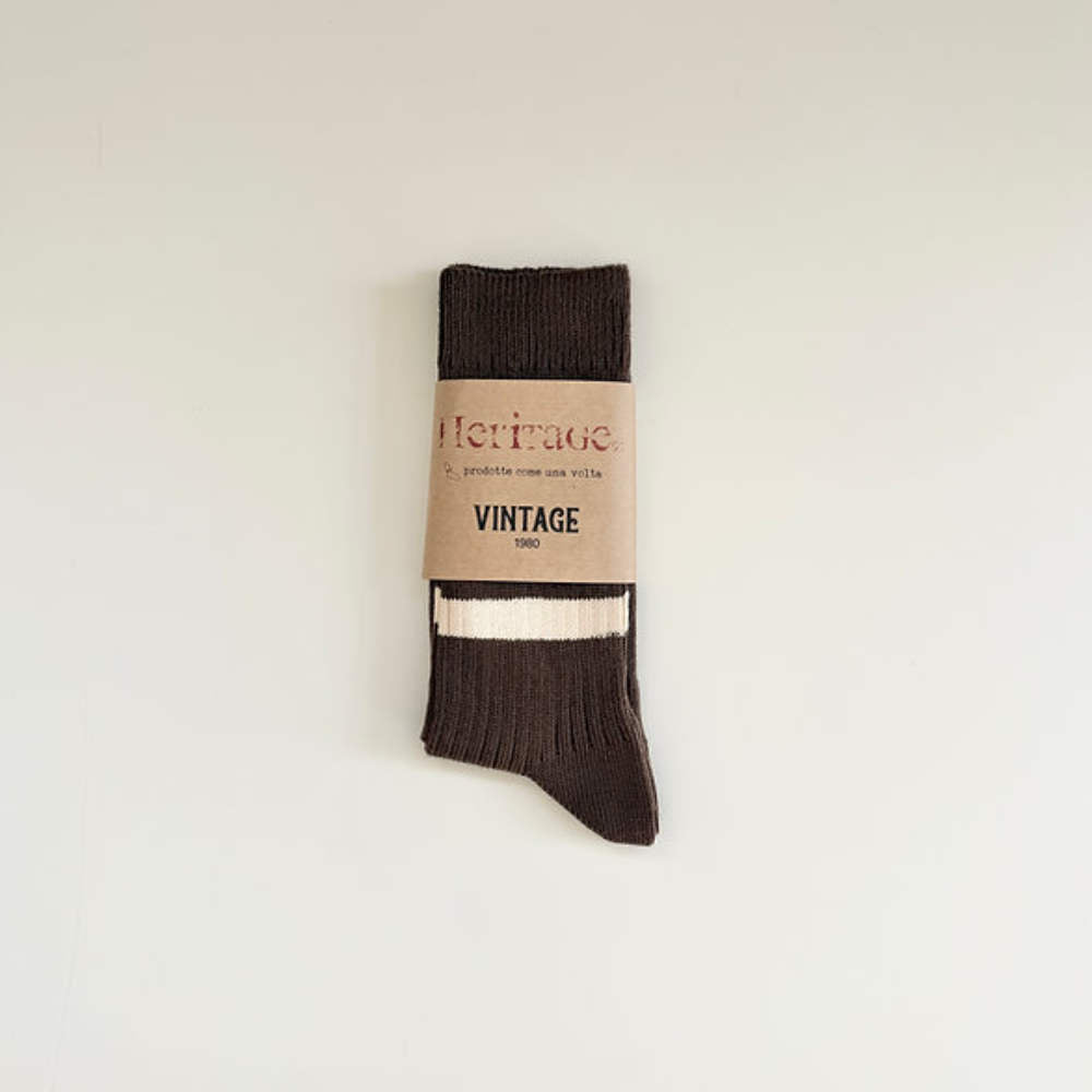 heritage 9.1 vintage 1980 socks new cocao natural and lobster stripes