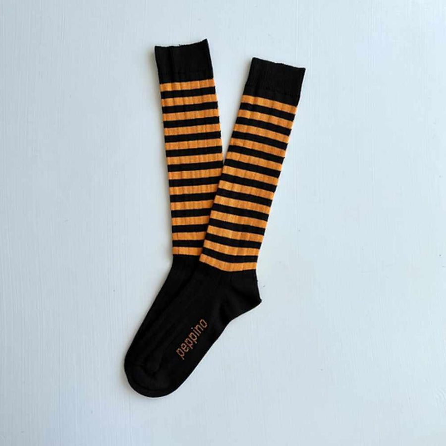 heritage 9.1 x peppino peppino socks brown and yellow stripes