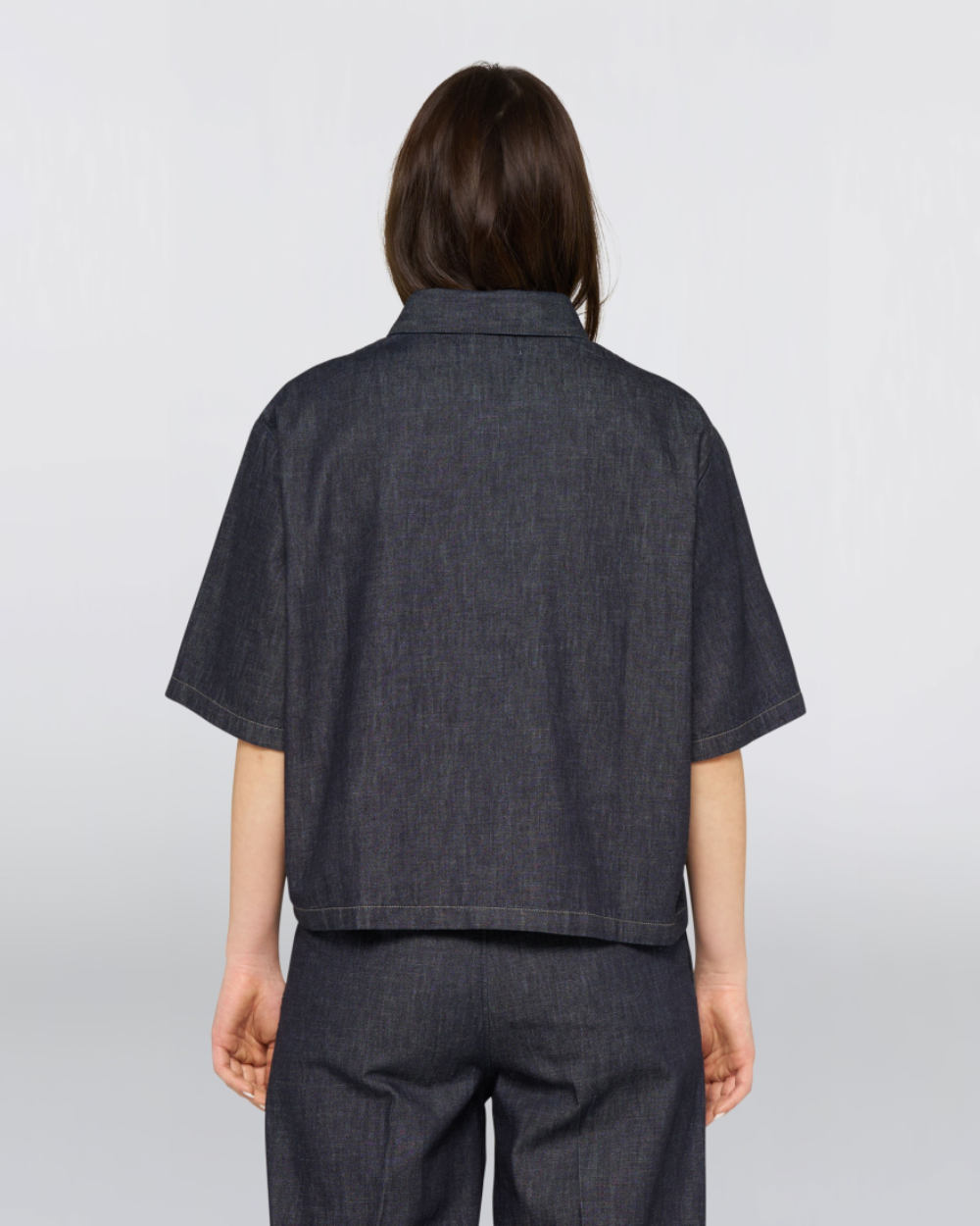 edwin womens delme shirt short sleeve blue rinsed