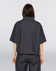 edwin womens delme shirt short sleeve blue rinsed