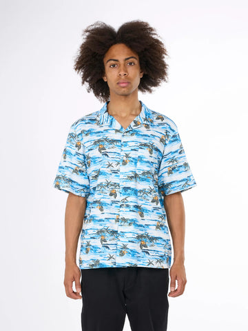 knowledge cotton boxed fit aop shirt sleeved light shirt aloha print