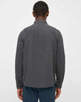 knowledge cotton regular fit melange flannel shirt dark grey