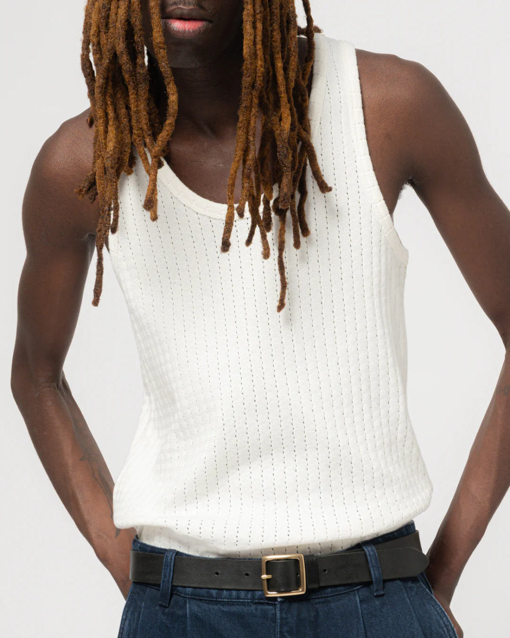 eat dust tank top mesh cotton white