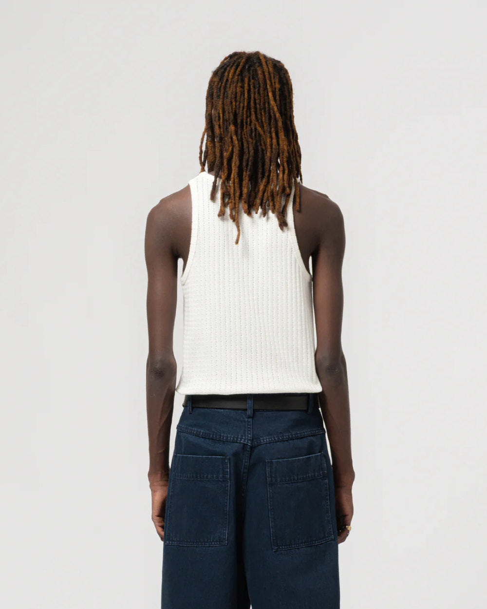 eat dust tank top mesh cotton white
