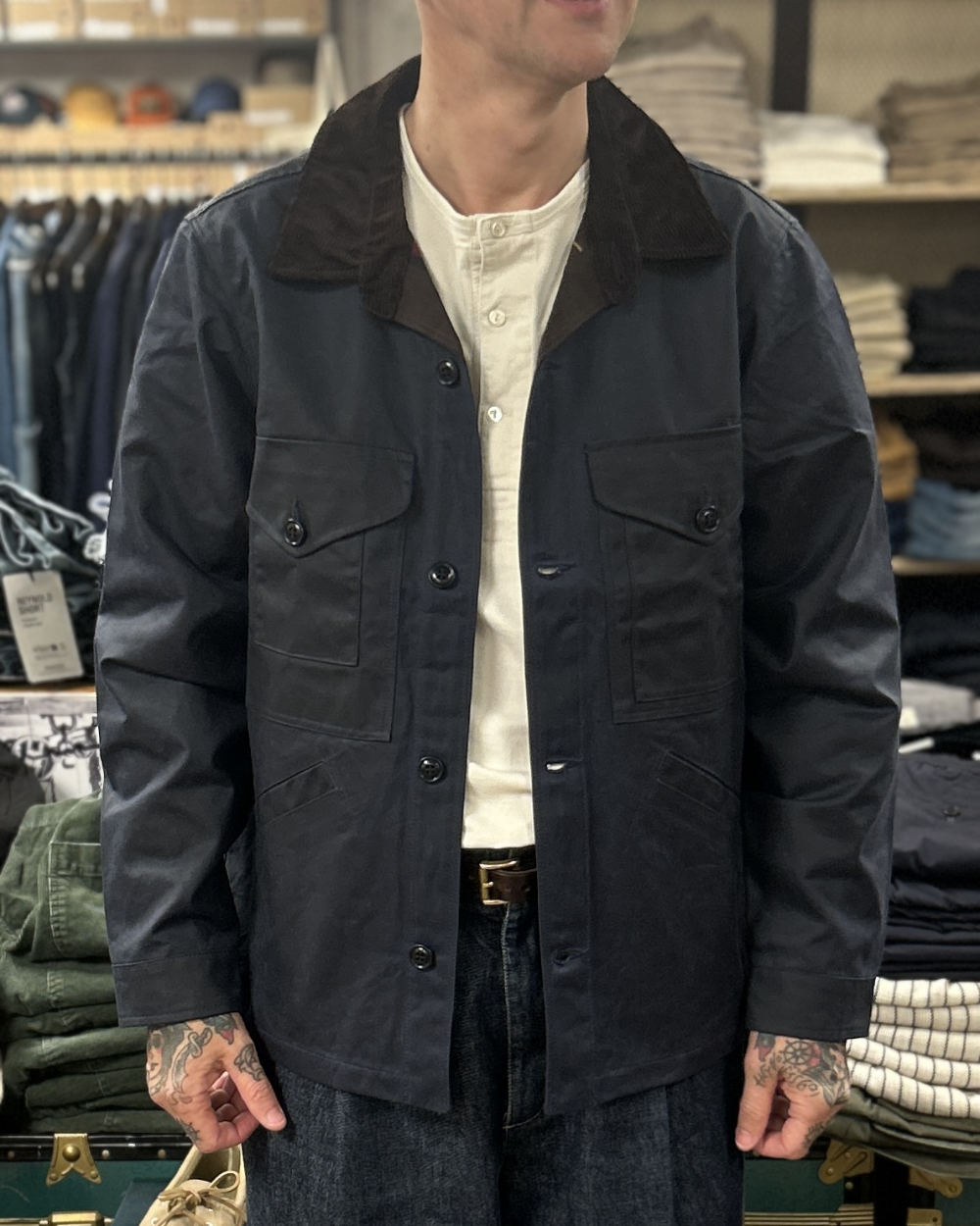 manifattura ceccarelli work jacket 7087 wx navy
