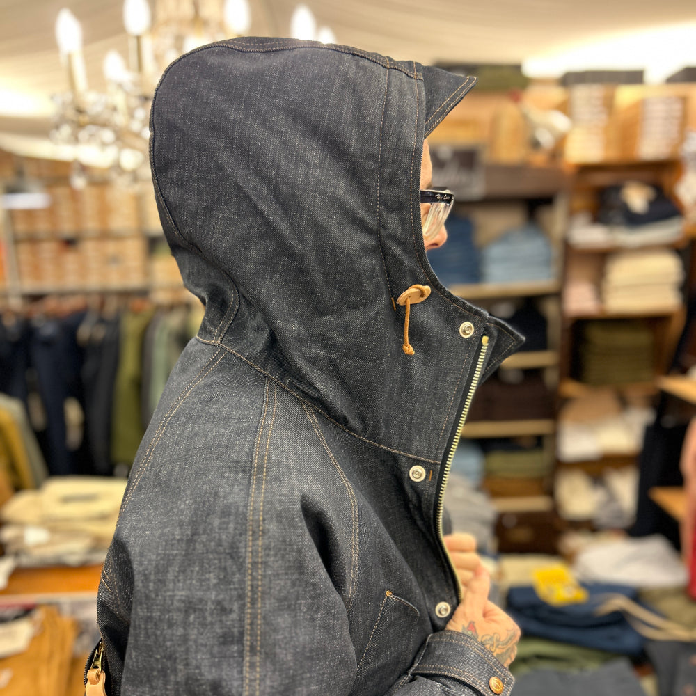 パーカー・フーディ Manifattura Ceccarelli NEW FISHERMAN DENIM - Hooded parka in Manifattura Ceccarelli New Fisherman Denim Hooded Parka In