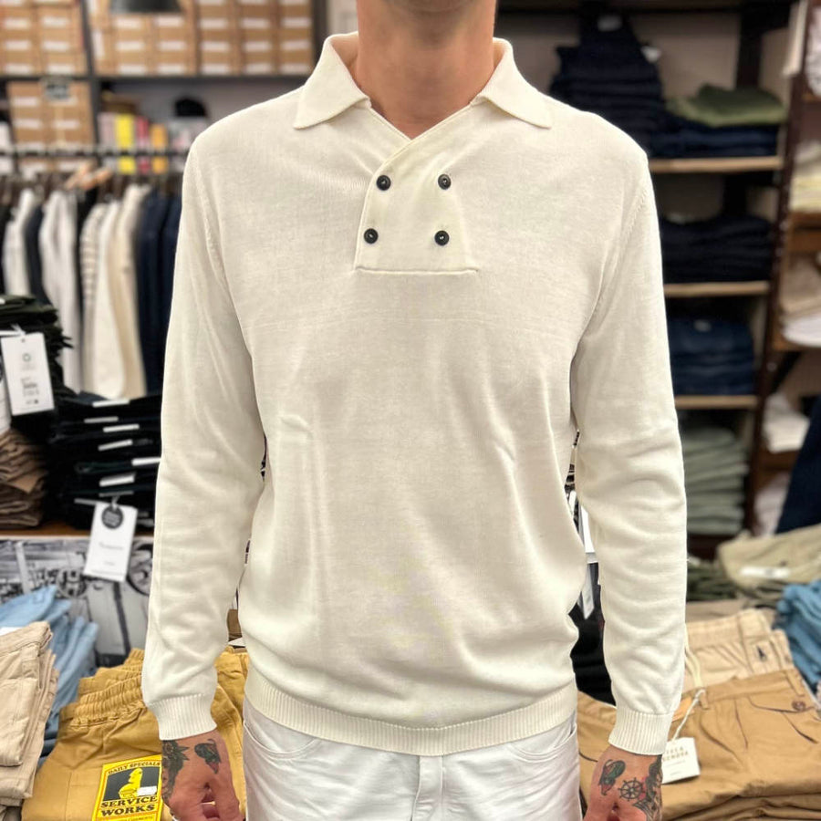 max rohr max 1e 4 buttons polo long sleeve ecru