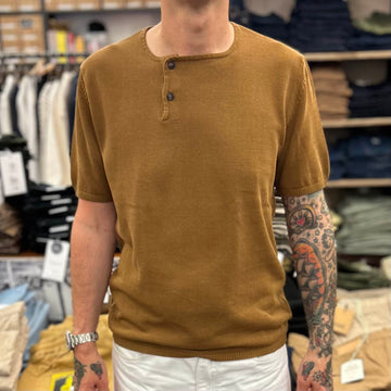 max rohr max 1e t-shirt side buttons short sleeve tobacco