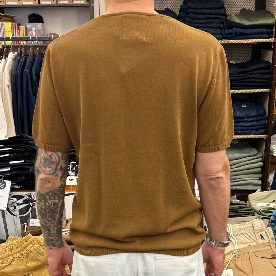 max rohr max 1e t-shirt side buttons short sleeve tobacco