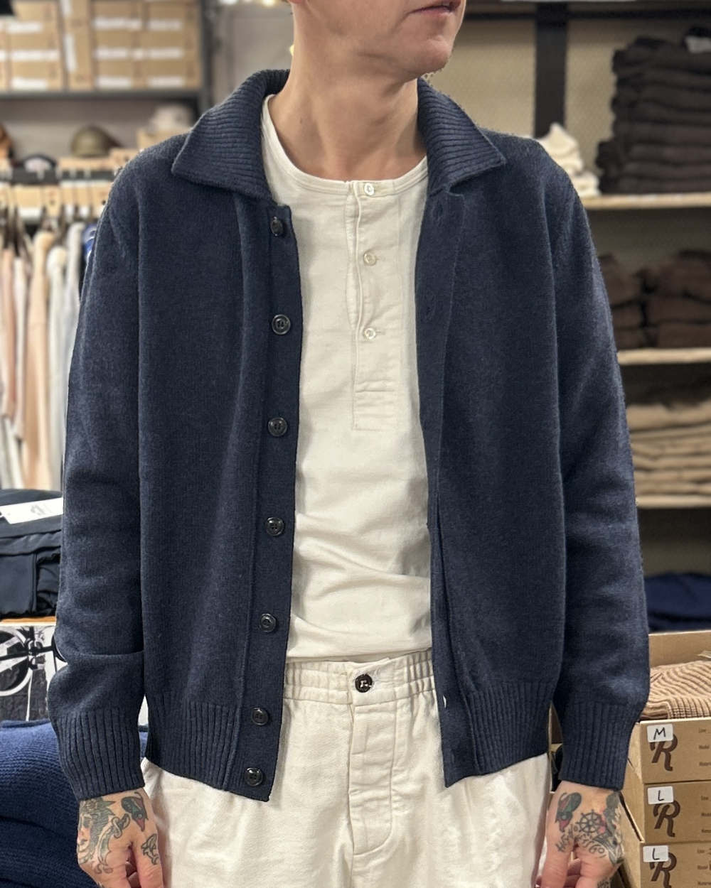 max rohr max 7 shirt jacket blue melange