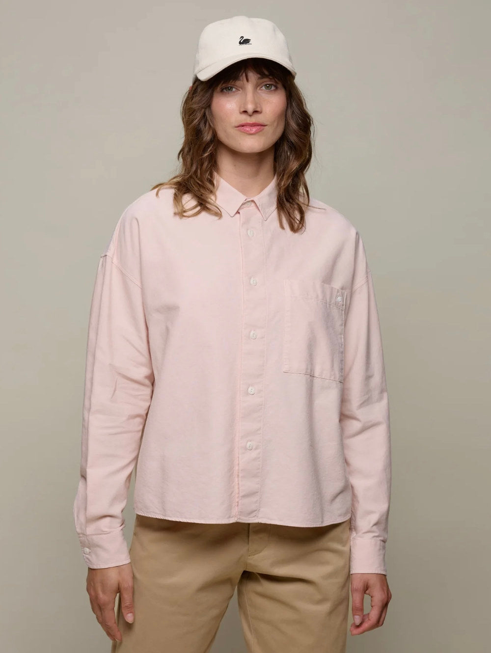 merz b schwanen shirt05ox cropped boxy style cotton oxford long sleeve shirt shell