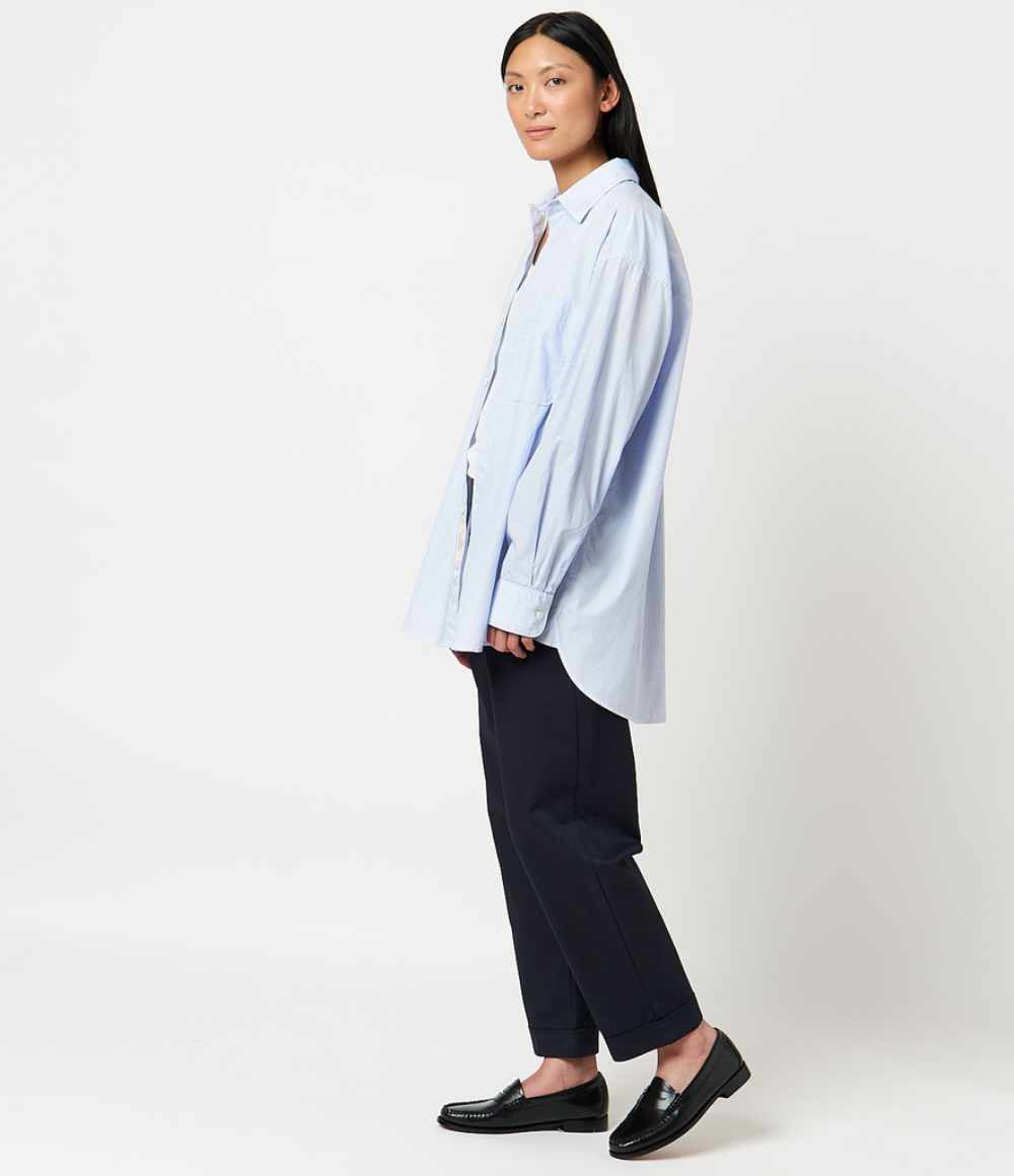 merz b schwanen oversize shirt04 white denim blue (LAST SIZE SMALL)