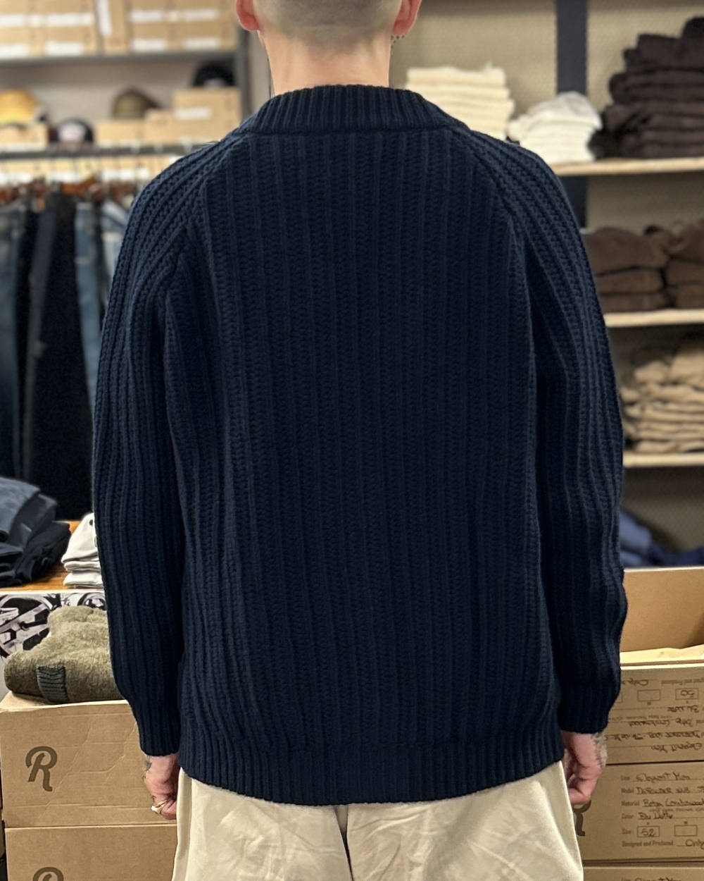 rakki elegant man defender wvb steve mcqueen 1963 wool cardigan dark navy