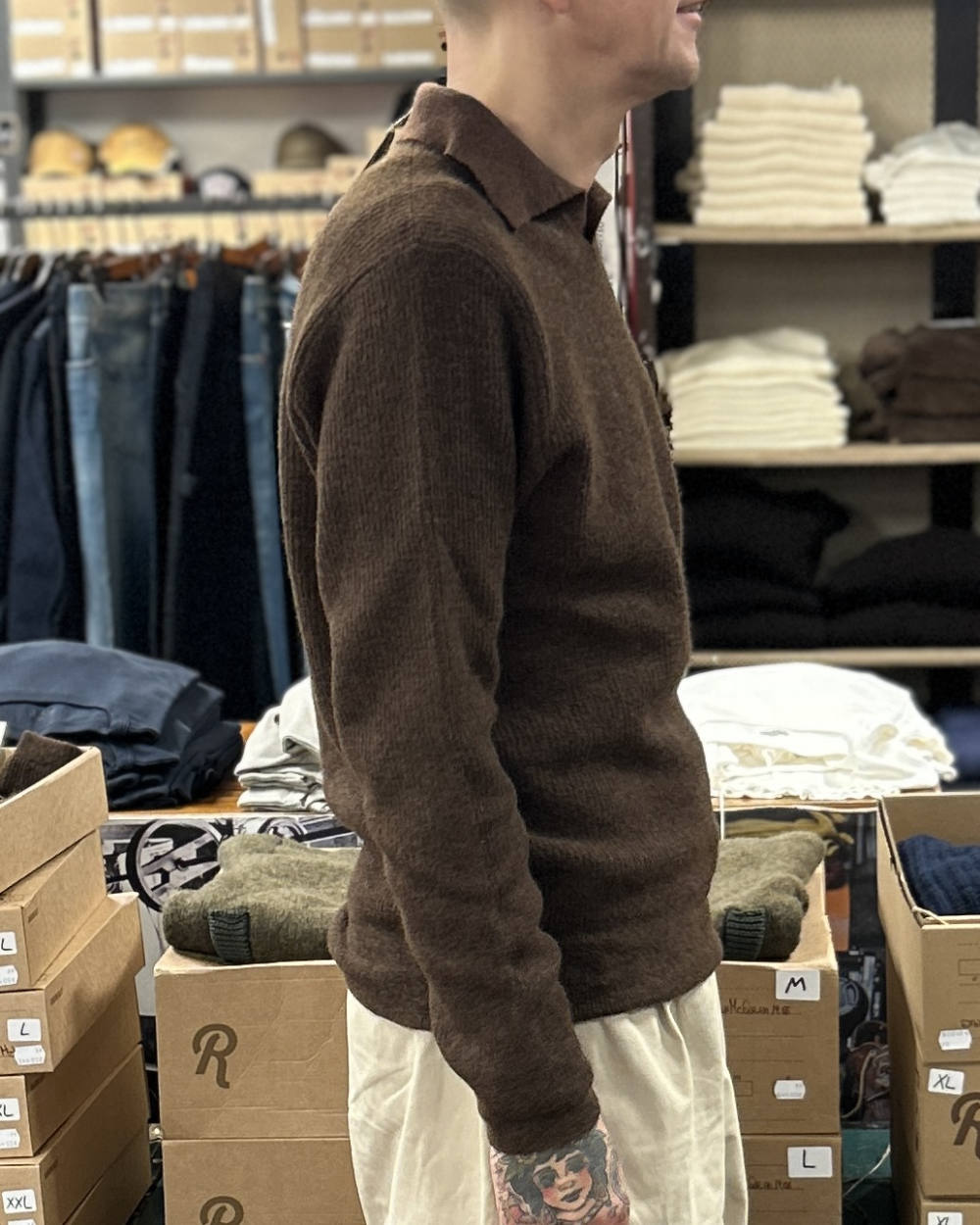 rakki old school benz steve mcqueen 1933 pullover cioccolato