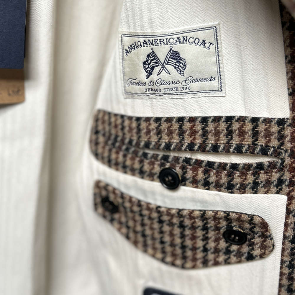 sebago beam coat pied de puole beige brown dark navy