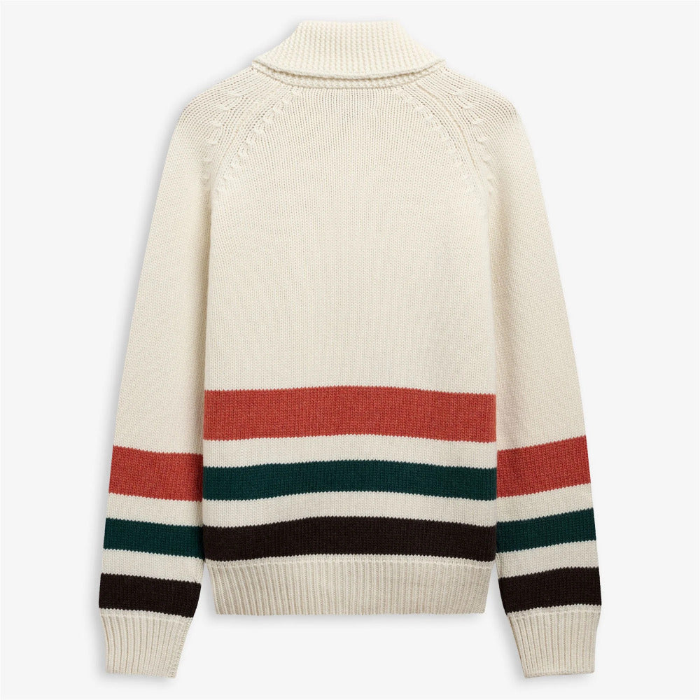 sebago dyer bay wool cardigan white natural borwn green
