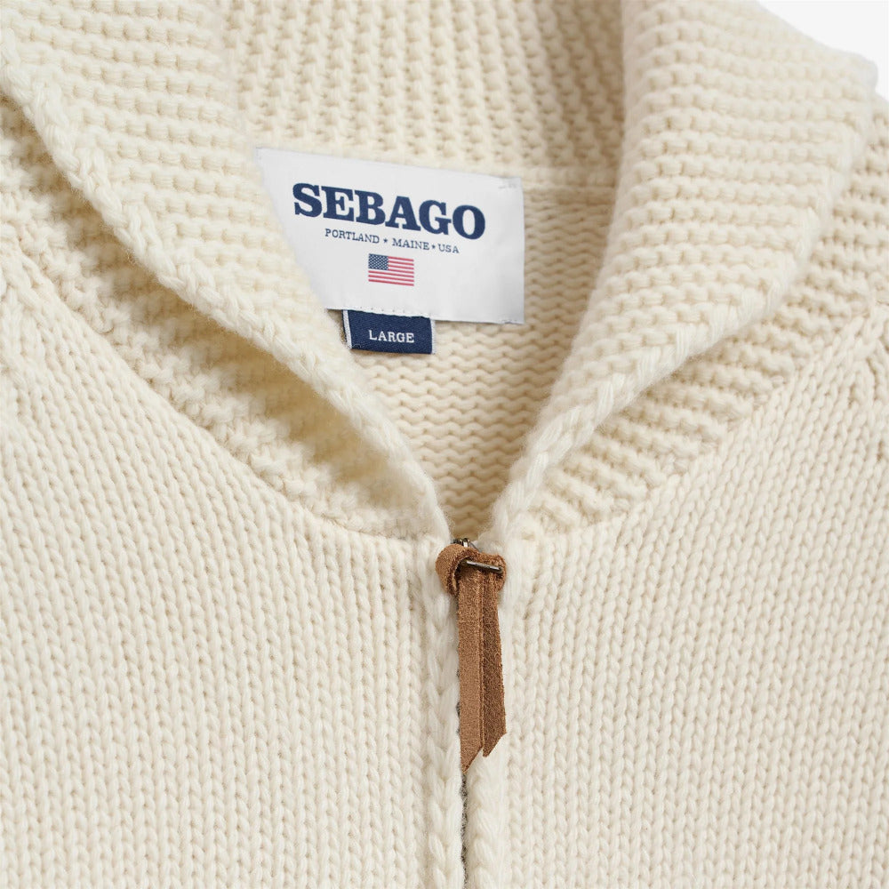 sebago dyer bay wool cardigan white natural borwn green