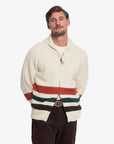 sebago dyer bay wool cardigan white natural borwn green