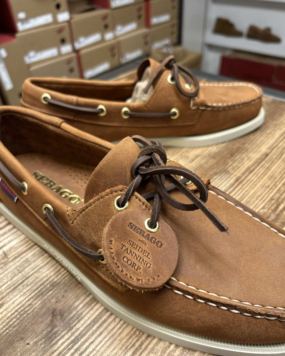 sebago portland artisan boat shoe texas brown tan