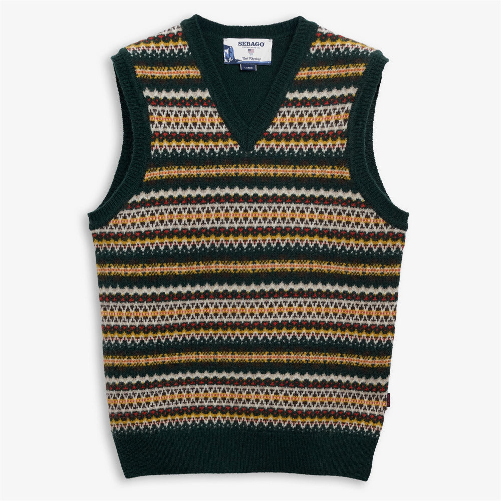sebago stow wool vest green yellow brown orange
