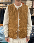 taion military crew neck down vest dark beige