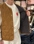 taion military crew neck down vest dark beige