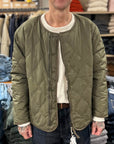 taion military reversible crew neck down jacket dark olive cream