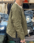 taion military reversible crew neck down jacket dark olive cream