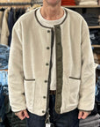 taion military reversible crew neck down jacket dark olive cream