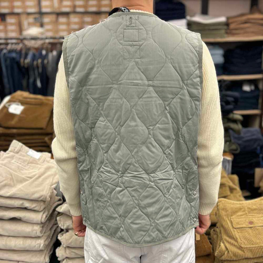 taion military v neck snap vest dark sage green